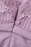 Sweet Formal Solid Lace Slit Sling Dress Dresses