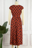 Sweet Elegant Polka Dot Frenulum Printing V Neck A Line Dresses
