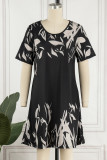 Casual Floral Patchwork O Neck A Line Dresses