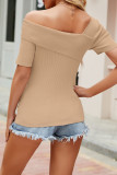 Casual Simplicity Solid Asymmetrical Off the Shoulder T-Shirts