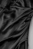 Celebrities Formal Solid Slit U Neck Evening Dress Dresses