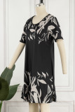 Casual Floral Patchwork O Neck A Line Dresses