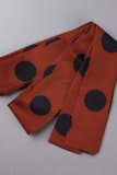Sweet Elegant Polka Dot Frenulum Printing V Neck A Line Dresses