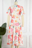 Sweet Elegant Not Positioning Printed Frenulum V Neck A Line Dresses