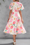 Sweet Elegant Not Positioning Printed Frenulum V Neck A Line Dresses