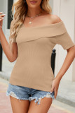 Casual Simplicity Solid Asymmetrical Off the Shoulder T-Shirts