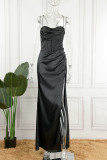 Celebrities Formal Solid Slit U Neck Evening Dress Dresses