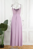 Sweet Formal Solid Lace Slit Sling Dress Dresses