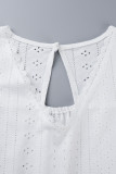Casual Work Solid Hollowed Out V Neck Tops