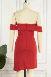 Sweet Elegant Solid Slit V Neck Irregular Dress Dresses