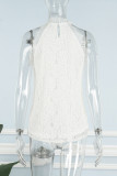 Sweet Elegant Solid Lace Hollowed Out Half A Turtleneck Tops