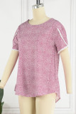 Casual Dot Patchwork O Neck T-Shirts