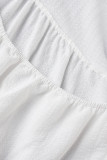 Sweet Vacation Solid Frenulum Backless Square Collar Cake Skirt Short Sleeve Dress