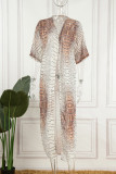 Casual Vacation Print Patchwork Cardigan Swimwears Cover Up