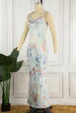 Sexy Casual Tie Dye V Neck Printed Dress Dresses