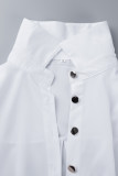 Work Daily Solid Buckle Turndown Collar Tops