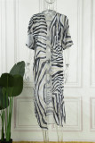 Casual Vacation Print Patchwork Cardigan Swimwears Cover Up