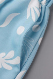 Casual Daily Print Pocket Turndown Collar Short Sleeve Two Pieces