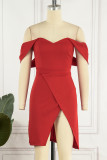 Sweet Elegant Solid Slit V Neck Irregular Dress Dresses