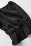 Sweet Elegant Solid Flounce U Neck A Line Short Sleeve Dress