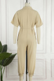 Plus Size Casual Vintage Leopard Frenulum Printing Loose Jumpsuits
