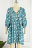 Street Vacation Floral Frenulum V Neck Beach Dress Dresses