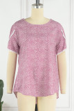 Casual Dot Patchwork O Neck T-Shirts