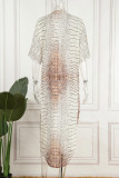 Casual Vacation Print Patchwork Cardigan Swimwears Cover Up
