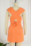 Sweet Elegant Solid Frenulum V Neck A Line Dresses