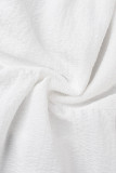 Sweet Vacation Solid Frenulum Backless Square Collar Cake Skirt Short Sleeve Dress