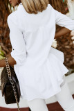 Work Daily Solid Buckle Turndown Collar Tops