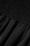 Sweet Elegant Solid Flounce U Neck A Line Short Sleeve Dress