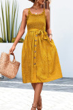 Sweet Elegant Polka Dot Buckle U Neck A Line Dresses
