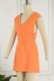 Sweet Elegant Solid Frenulum V Neck A Line Dresses