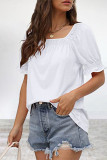Sweet Simplicity Solid Square Collar T-Shirts