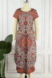 Casual National Totem Patchwork O Neck A Line Dresses