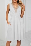 Casual Street Solid Pocket V Neck A Line Dresses