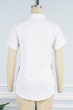 Casual Work Solid Turndown Collar Tops
