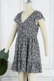 Sweet Elegant Print V Neck Princess Dresses