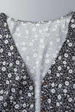 Sweet Elegant Print V Neck Princess Dresses