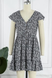 Sweet Elegant Print V Neck Princess Dresses