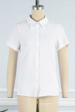 Casual Work Solid Turndown Collar Tops
