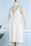 Casual Street Solid Pocket V Neck A Line Dresses
