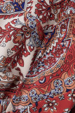Bohemian Elegant Print Frenulum V Neck A Line Dresses