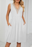 Casual Street Solid Pocket V Neck A Line Dresses