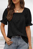 Sweet Simplicity Solid Square Collar T-Shirts