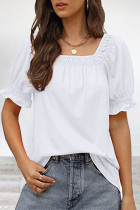 Sweet Simplicity Solid Square Collar T-Shirts