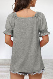 Sweet Simplicity Solid Square Collar T-Shirts