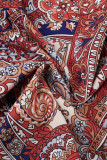 Bohemian Elegant Print Frenulum V Neck A Line Dresses