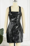 Casual Simplicity Solid Solid Color Square Collar Princess Dresses